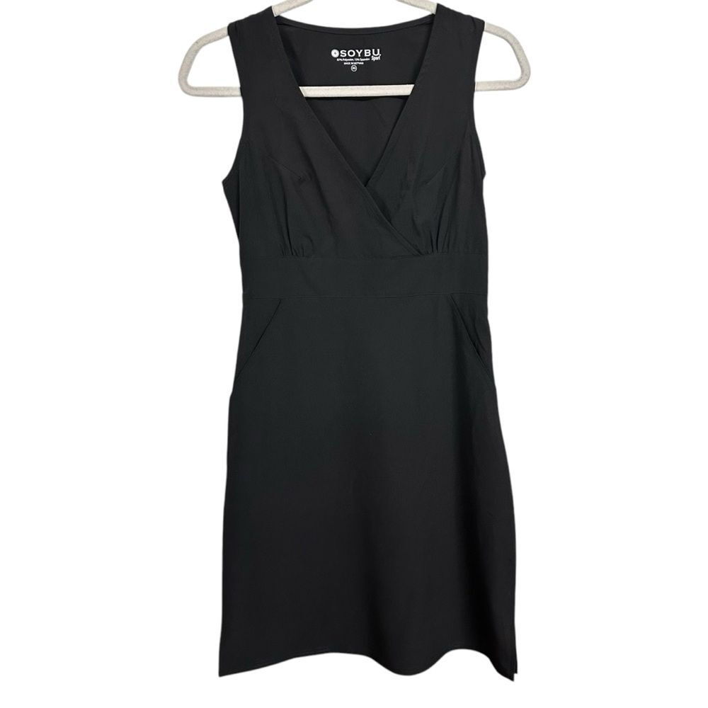 Soybu Sport Womens XS Black Casual Sleeveless Dress With Pockets NWT Knee Length